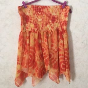 Strapless tie dye top